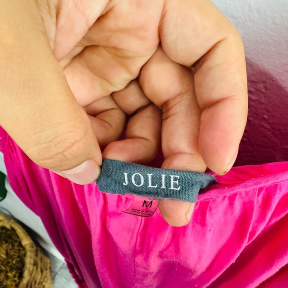 Jolie Bright Fuchsia Pink Scoop Neck Tassel Belt Tiered Midi Dress - Picture 11 of 11